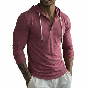 Outdoor fitness long-sleeve hooded button-up shirt in multiple colors