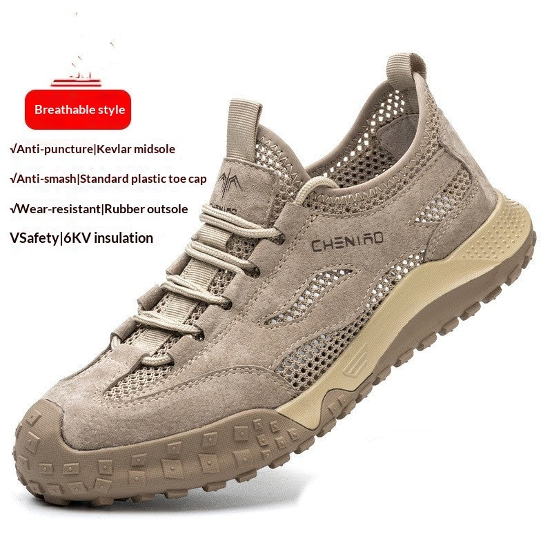 Men's smash-proof labor insurance safety shoes in various mesh colors