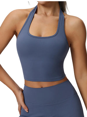 High-support racerback sports bra for women shown in multiple colors and sizes