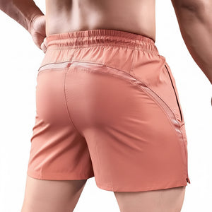 Men's breathable running shorts available in black, gray blue, khaki brown, moss green, and iron gray