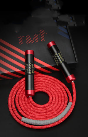 Professional double-bearing skipping rope with metal and silicone handles