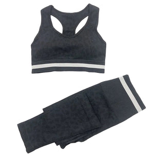 Women’s leopard print seamless high waist yoga set in multiple colors