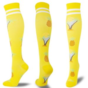 Breathable sports compression cycling and running socks in various colors and patterns