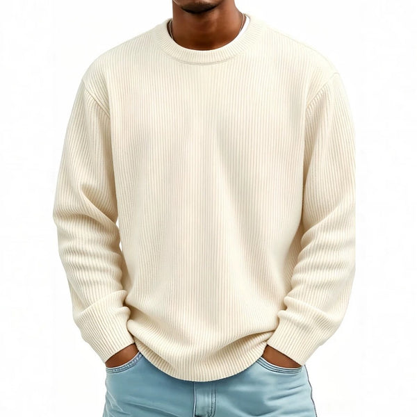Men's casual long-sleeve crew-neck corduroy sweatshirt in various colors
