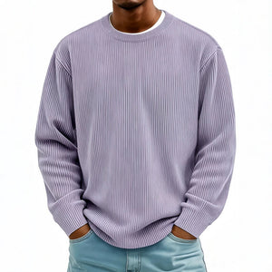 Men's casual long-sleeve crew-neck corduroy sweatshirt in various colors