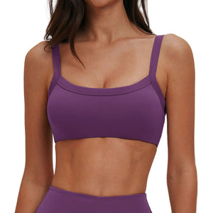 Brushed nylon yoga bra with dual straps in multiple colors