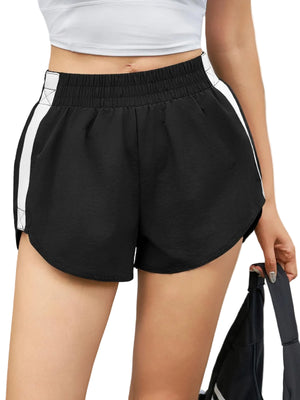 Women's high waisted striped athletic track shorts in multiple colors