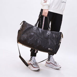 OXFORD CLOTH SHOULDER GYM BAG WITH SHOE COMPARTMENT