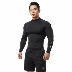 Men's slim fit workout t-shirt with contrast collar colors in various styles
