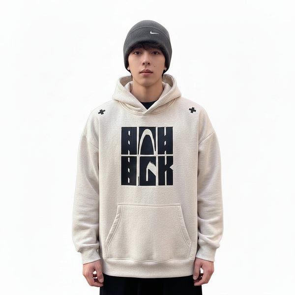 HEATHER GRAY EMBROIDERED MEN'S HOODIE