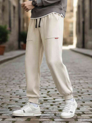 Men's elastic anti-wrinkle casual pants in tapered fit