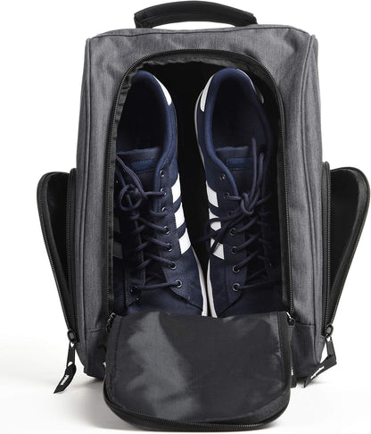 Golf Shoe Bag - Zippered Shoe Carrier Bags with Ventilation & outside Pocket for Socks, Tees, Etc. (Gray)