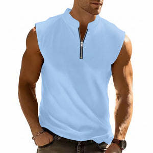 Sweat-wicking sleeveless workout t-shirt in various colors and sizes
