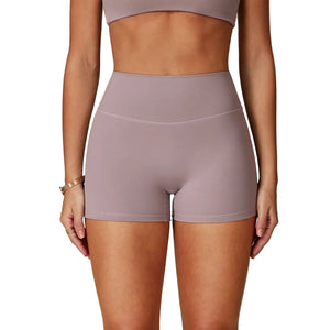 Brushed high waist women's yoga shorts in various colors