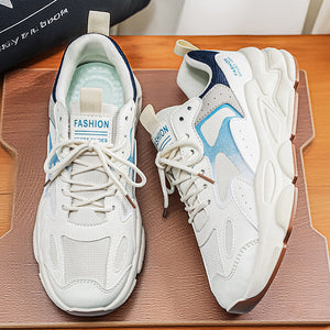 Men's breathable mesh casual sneaker with thick sole in multiple colors