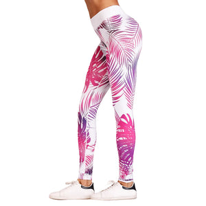 Red print women's yoga leggings for fitness and running