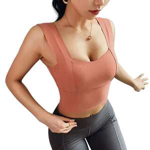 WOMEN'S MEDIUM SUPPORT YOGA SPORTS BRA WITH REMOVABLE PADS