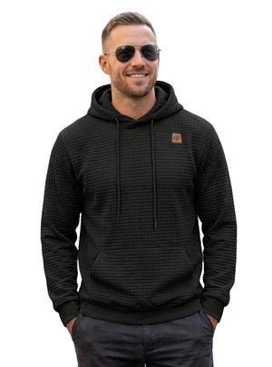 Men's elastic jacquard hooded long-sleeve sweatshirt in various colors