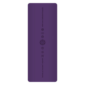 White PU leather yoga mat with natural rubber base rolled out on floor