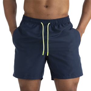Men's cotton mid-waist beach shorts in assorted solid colors