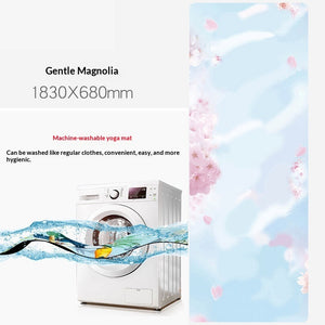 Portable foldable yoga mat with botanical and floral designs in soft suede