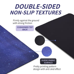 Blue multi-color non-slip TPE yoga mat measuring 72 by 24 inches