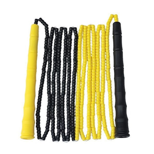 Adjustable bamboo handle skipping rope with soft beads in various colors