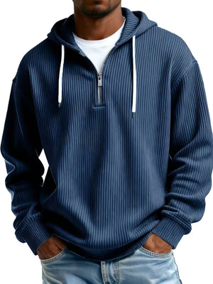 Men's long-sleeve hooded corduroy sweatshirt in various colors