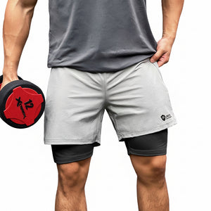 Men's quick dry zippered fitness shorts in various colors and sizes