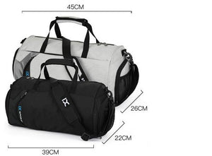 Men's waterproof sports training bag in black and grey, large and small sizes