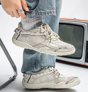 Breathable mesh men's running sneakers with rubber sole in multiple colors