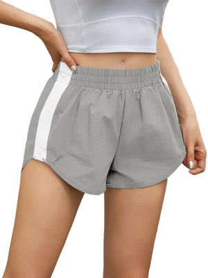 Women's high waisted striped athletic track shorts in multiple colors
