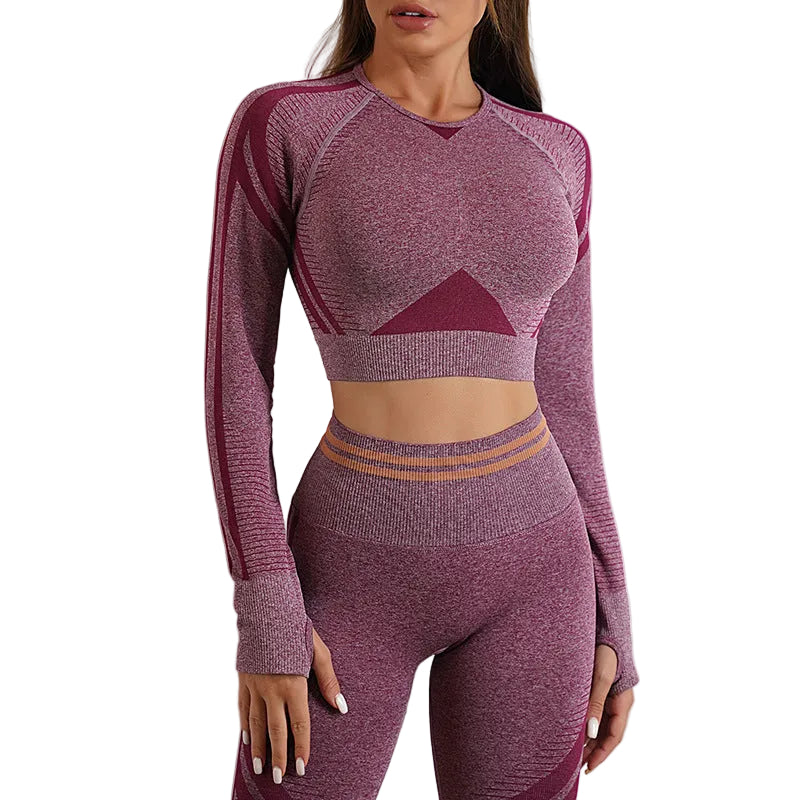 SEAMLESS YOGA PANTS AND LONG SLEEVE WORKOUT SET