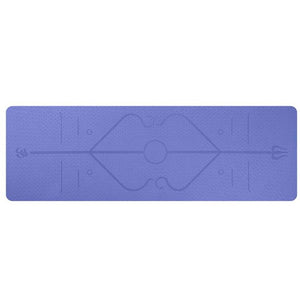 Non slip TPE yoga mat with position lines in various colors