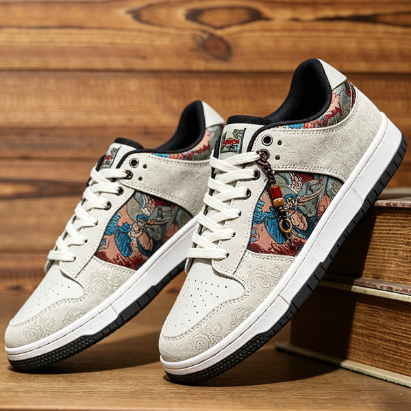 MEN'S SPORTY CASUAL PAINTED EMBROIDERED SNEAKERS