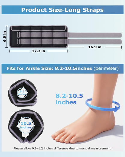 Adjustable Ankle Weights (1-20 lbs) with Removable Weights for Jogging, Gymnastics, Aerobics, and Physical Therapy