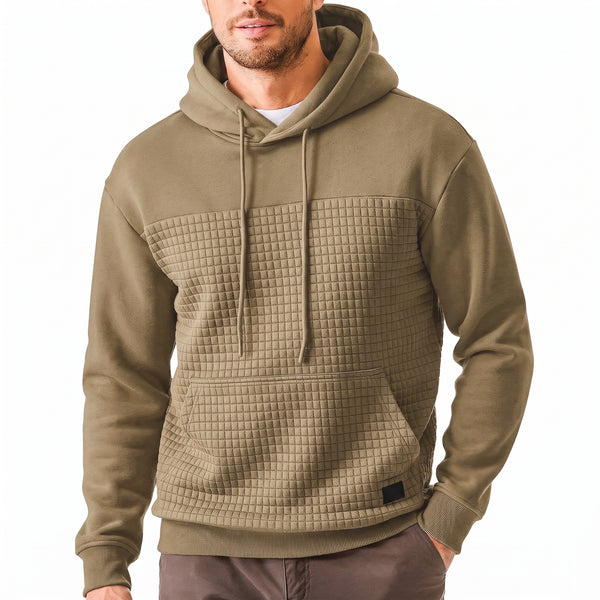 MENS PLUS-SIZE FLEECE-LINED HOODED PLAID SWEATSHIRT JACKET