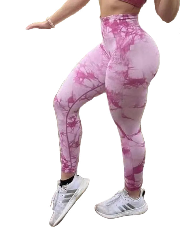 Tie dye seamless women's yoga leggings in multiple colors