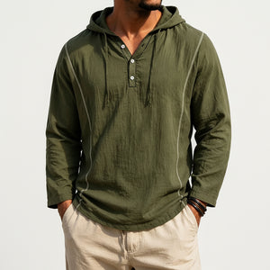 Men's casual loose-fit long-sleeve hooded sweatshirt in various colors