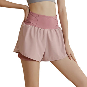 Women's loose breathable sports shorts in black and pink colors