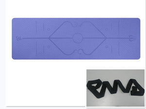 Non slip TPE yoga mat with position lines in various colors