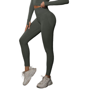 High waist seamless yoga leggings in various solid colors for women