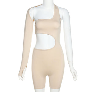 Women's off shoulder fitness yoga set with top and shorts in khaki and black
