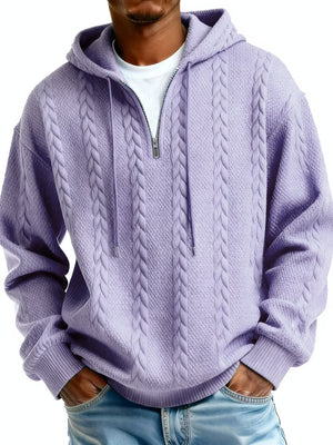 Half-zip hooded sweatshirt with long sleeves and padded patch pockets in various colors