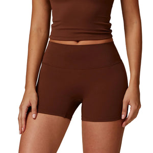 Brushed high waist women's yoga shorts in various colors