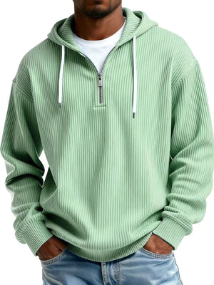Men's long-sleeve hooded corduroy sweatshirt in various colors