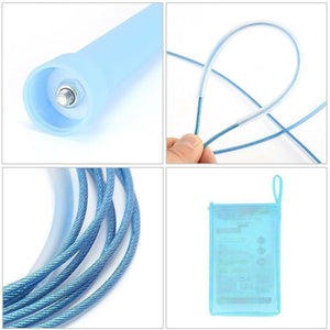 Black 3-meter PVC coated wire skipping rope with ergonomic anti-skid handles