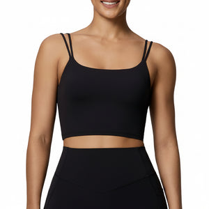 Sling yoga top with open back and shockproof sports bra design