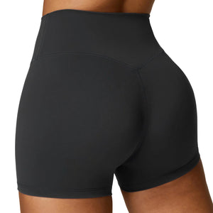 Brushed high waist women's yoga shorts in various colors