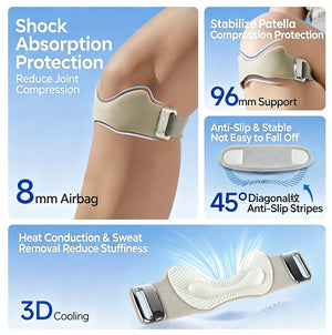 Silicone patella knee strap with 3D air cushion in black